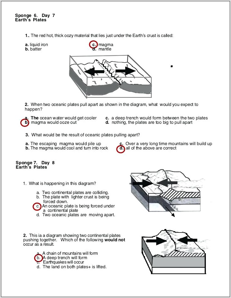 Plate Tectonics Esrt Worksheet