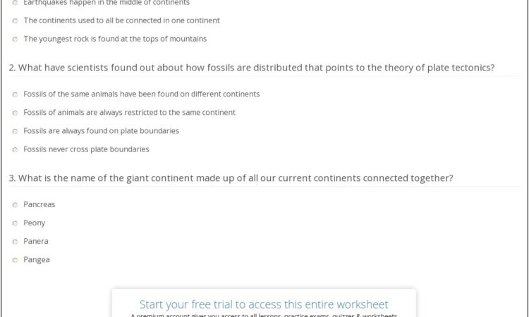 Plate Tectonics Evidence Worksheet