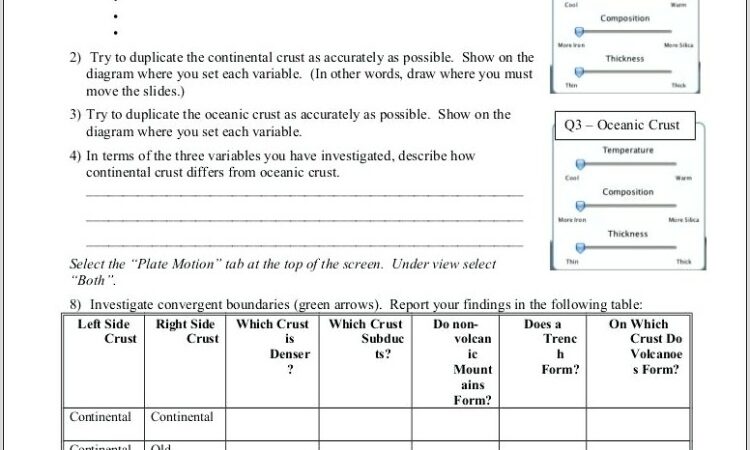 Plate Tectonics Phet Worksheet