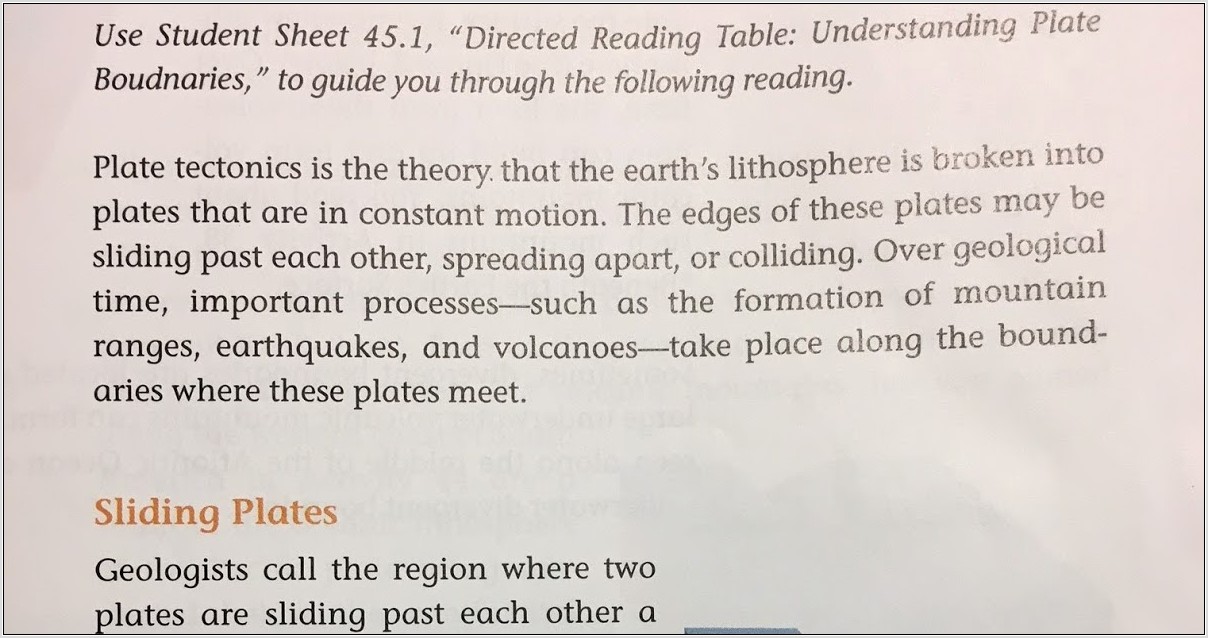 Plate Tectonics Reading Worksheet