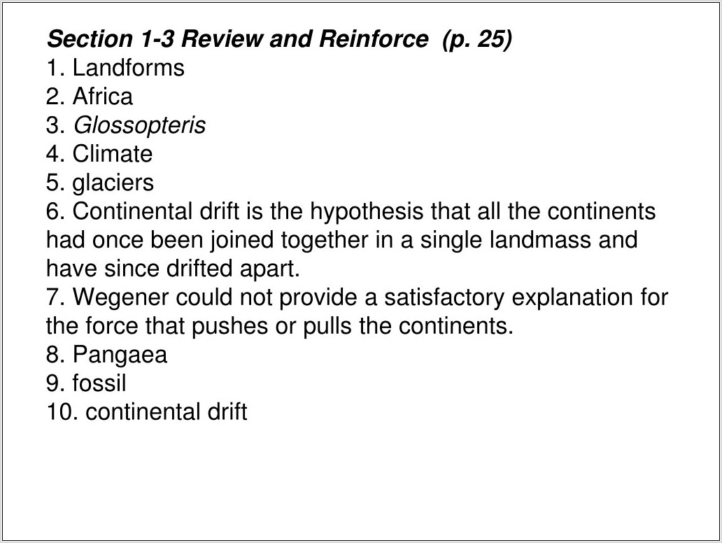 Plate Tectonics Review And Reinforce Worksheet
