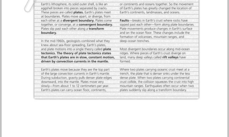 Plate Tectonics Theory Worksheet