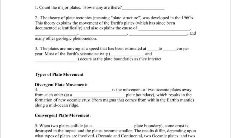 Plate Tectonics Webquest Worksheet Answers