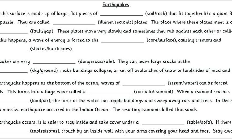 Plate Tectonics Worksheet 3rd Grade