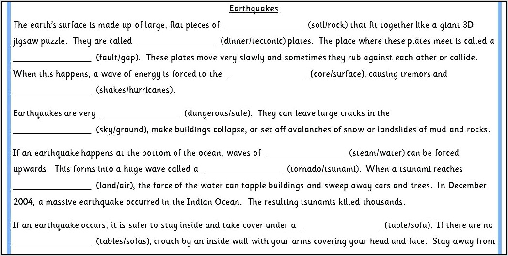 Plate Tectonics Worksheet 3rd Grade