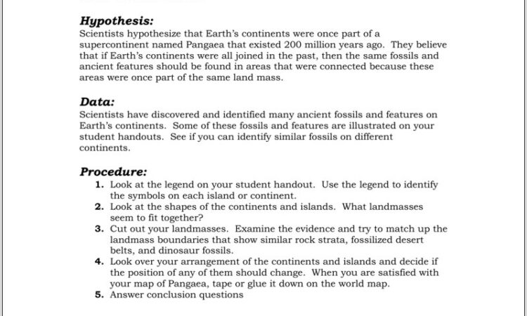 Plate Tectonics Worksheet Cut Out