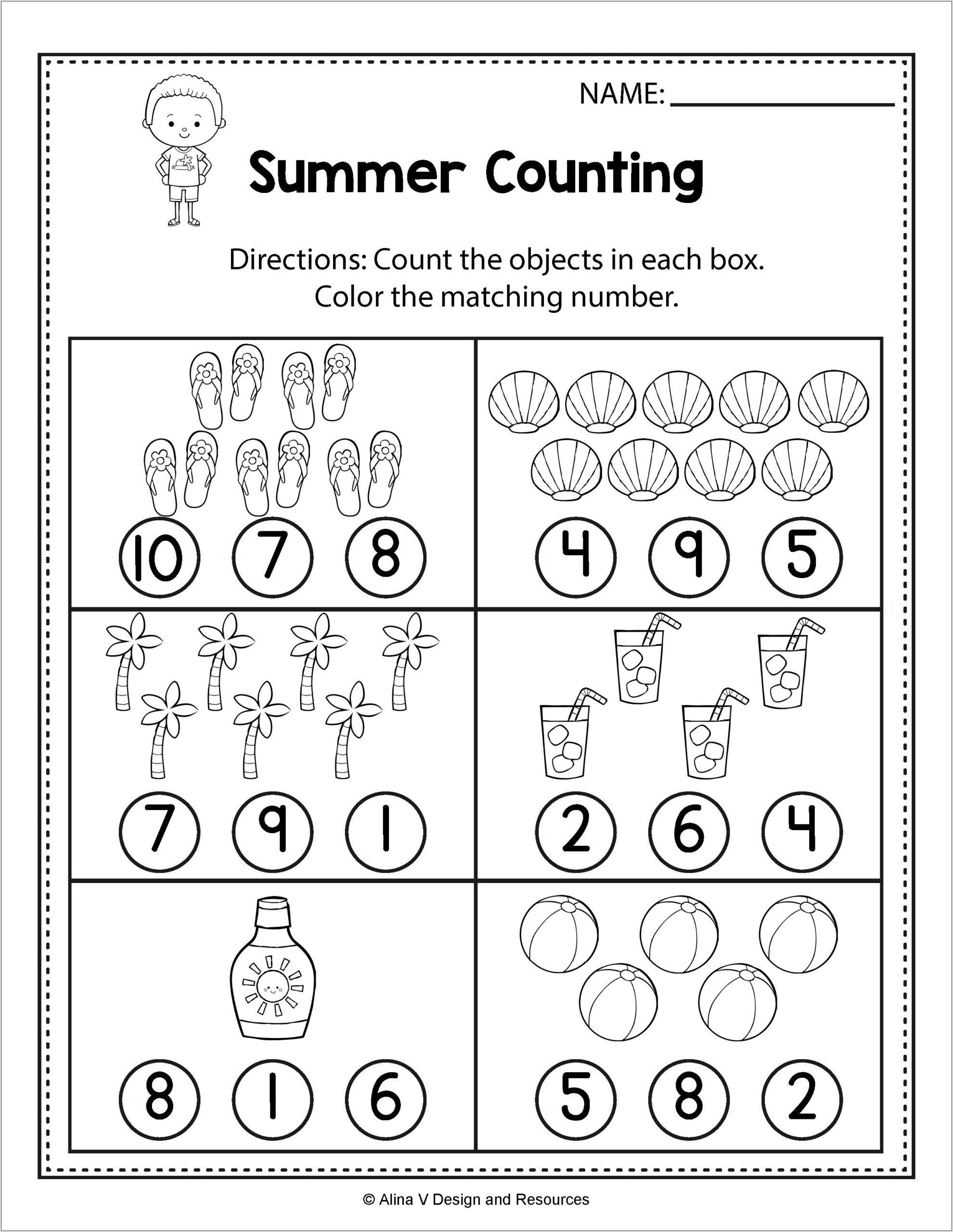 Preschool Counting Math Worksheets