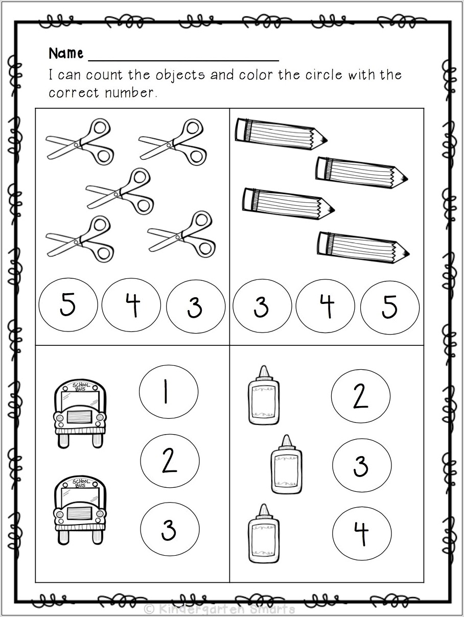 Preschool Counting Objects Worksheets