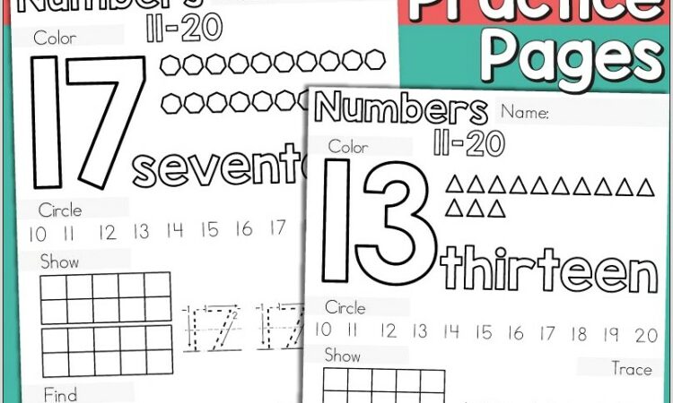 Preschool Number Worksheets 11 20