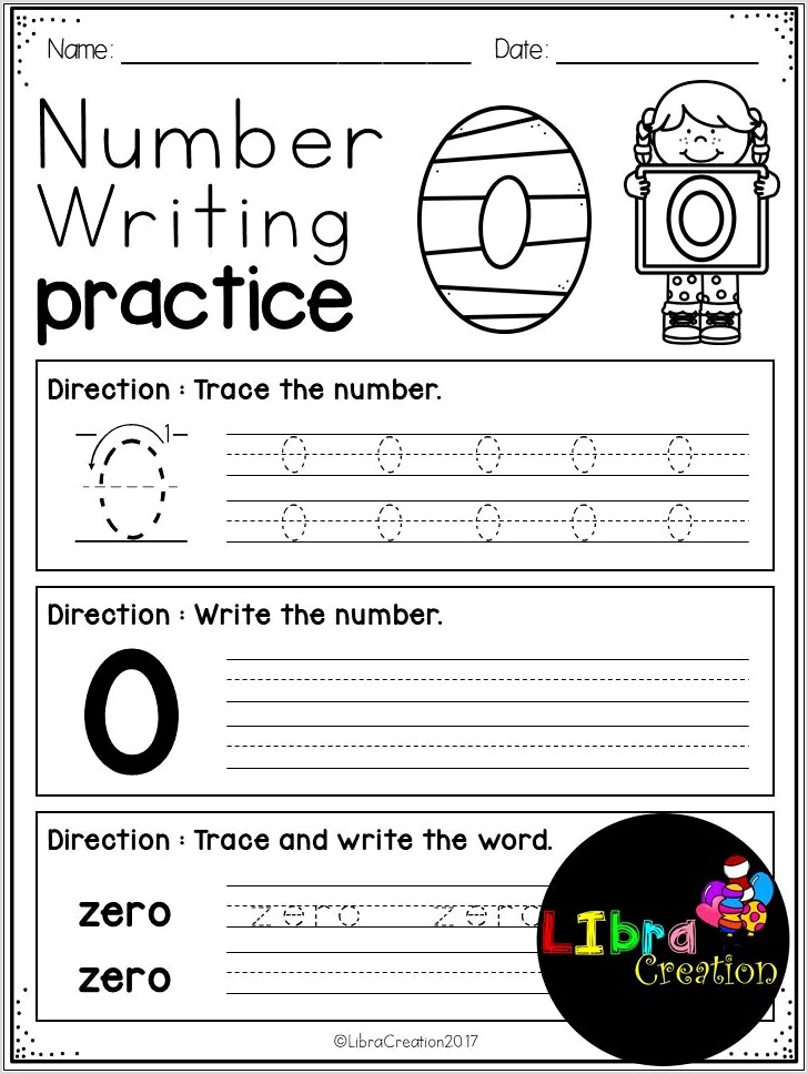 Preschool Number Writing Worksheets