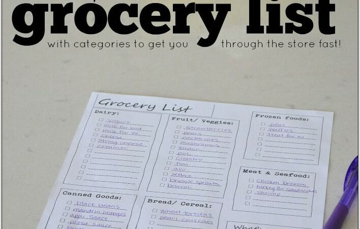 Preschool Printable Grocery List