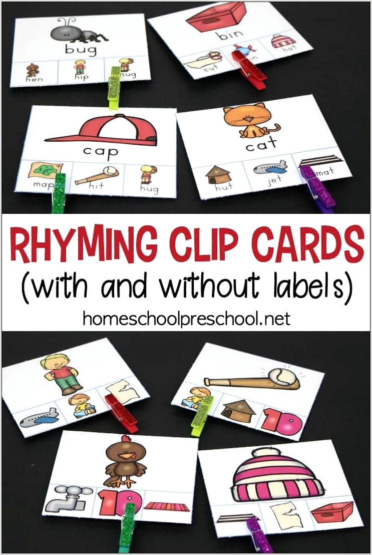 Preschool Printable Rhyming Cards