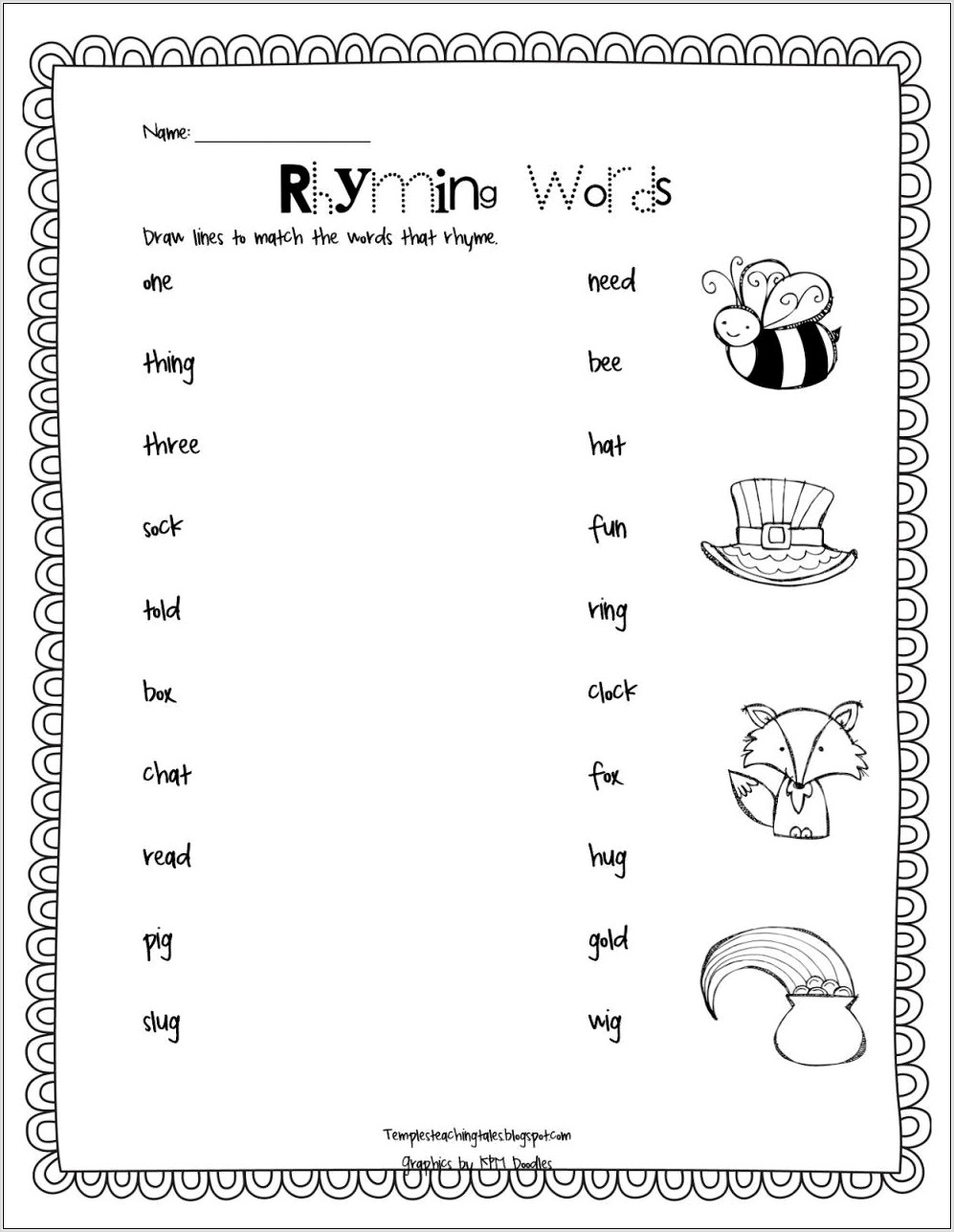 Preschool Rhyming Words Worksheet