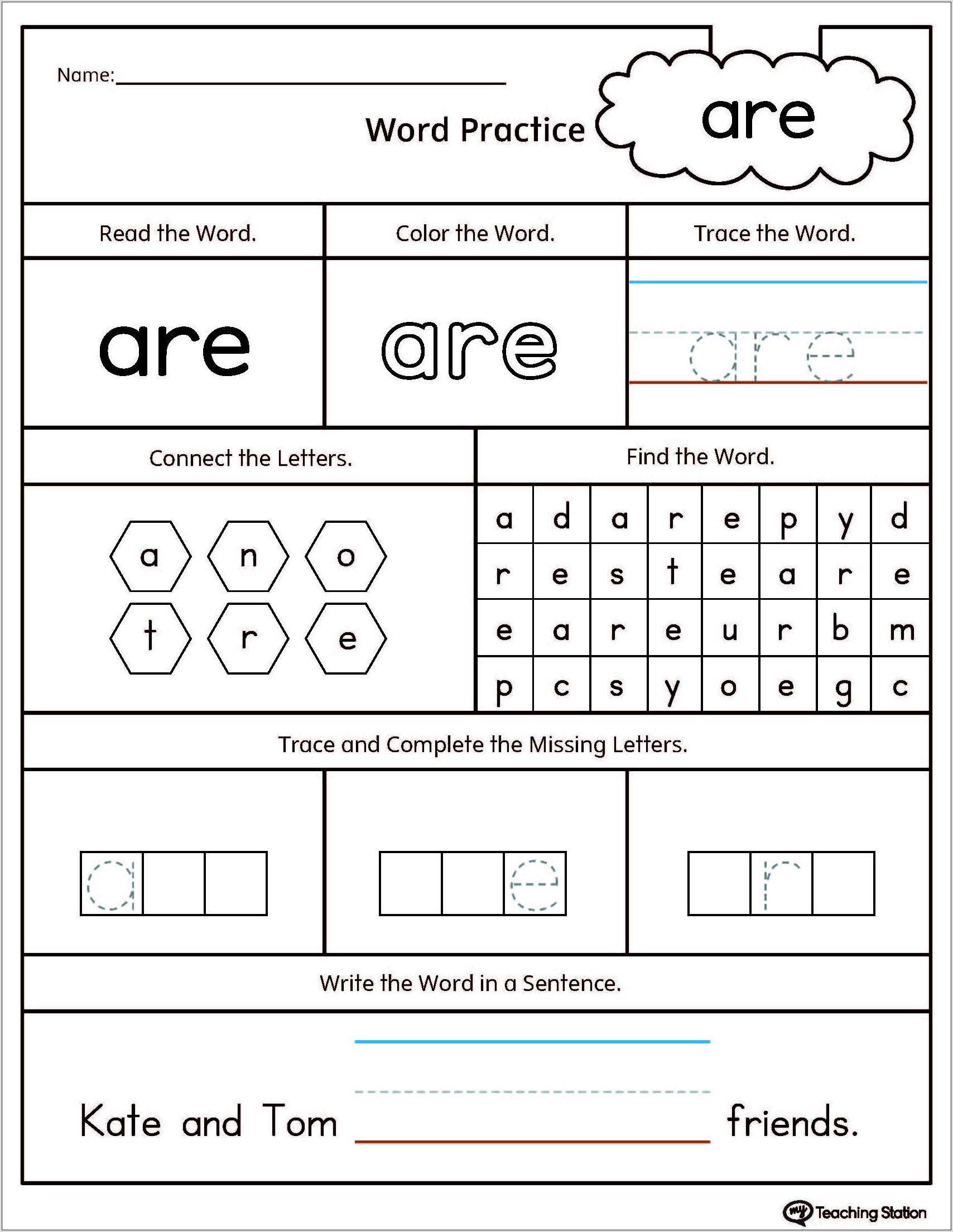 Preschool Sight Words Worksheet