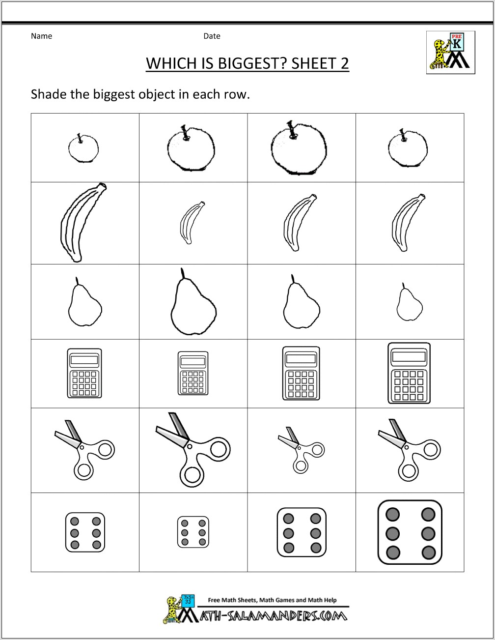 Preschool Worksheet Big Bigger Biggest