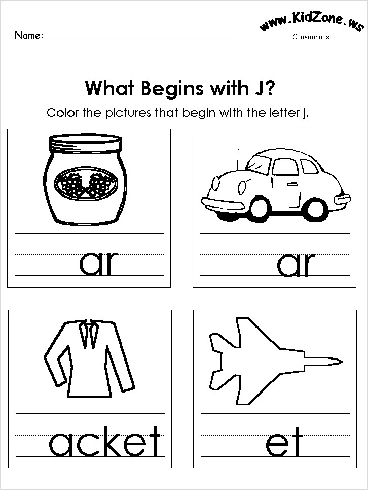 Preschool Worksheet For Letter J