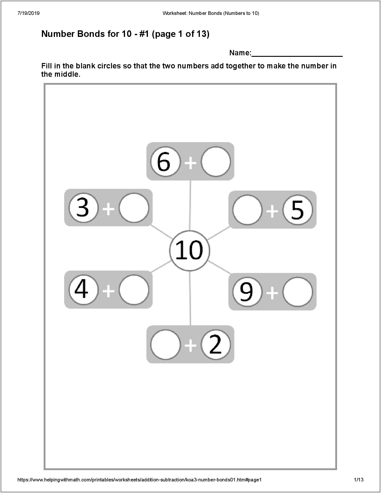 Preschool Worksheet For Math