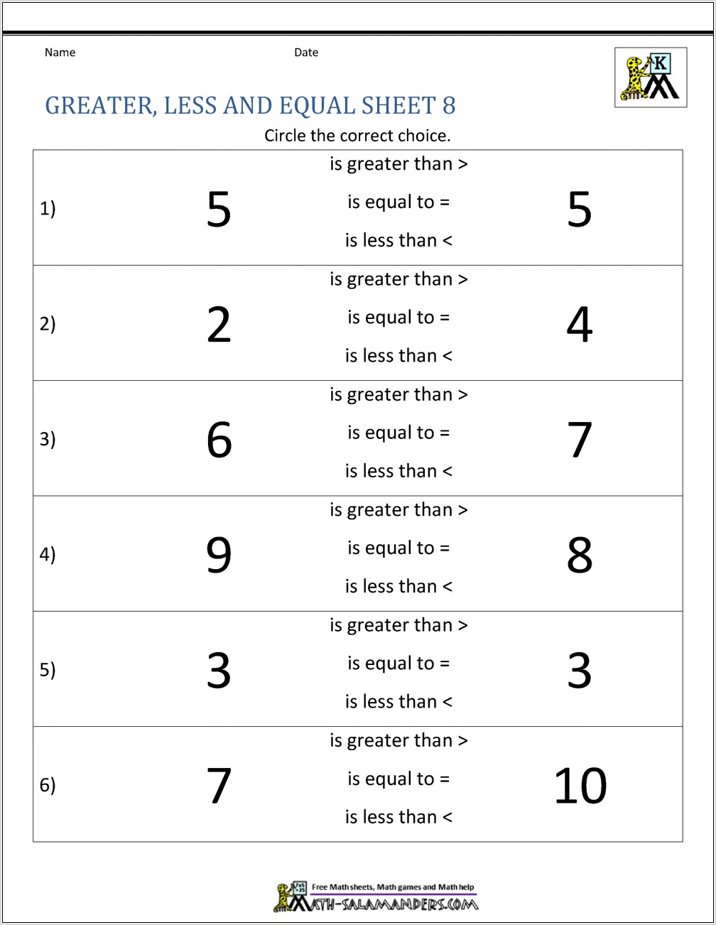 Preschool Worksheet For Numbers