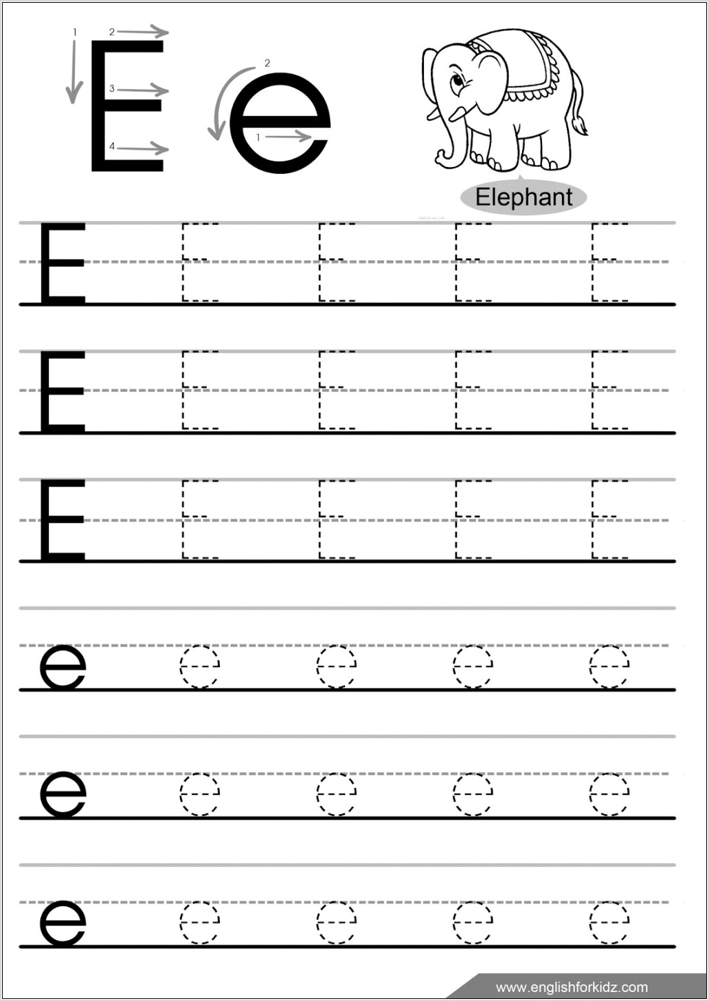 Preschool Worksheet Letter E