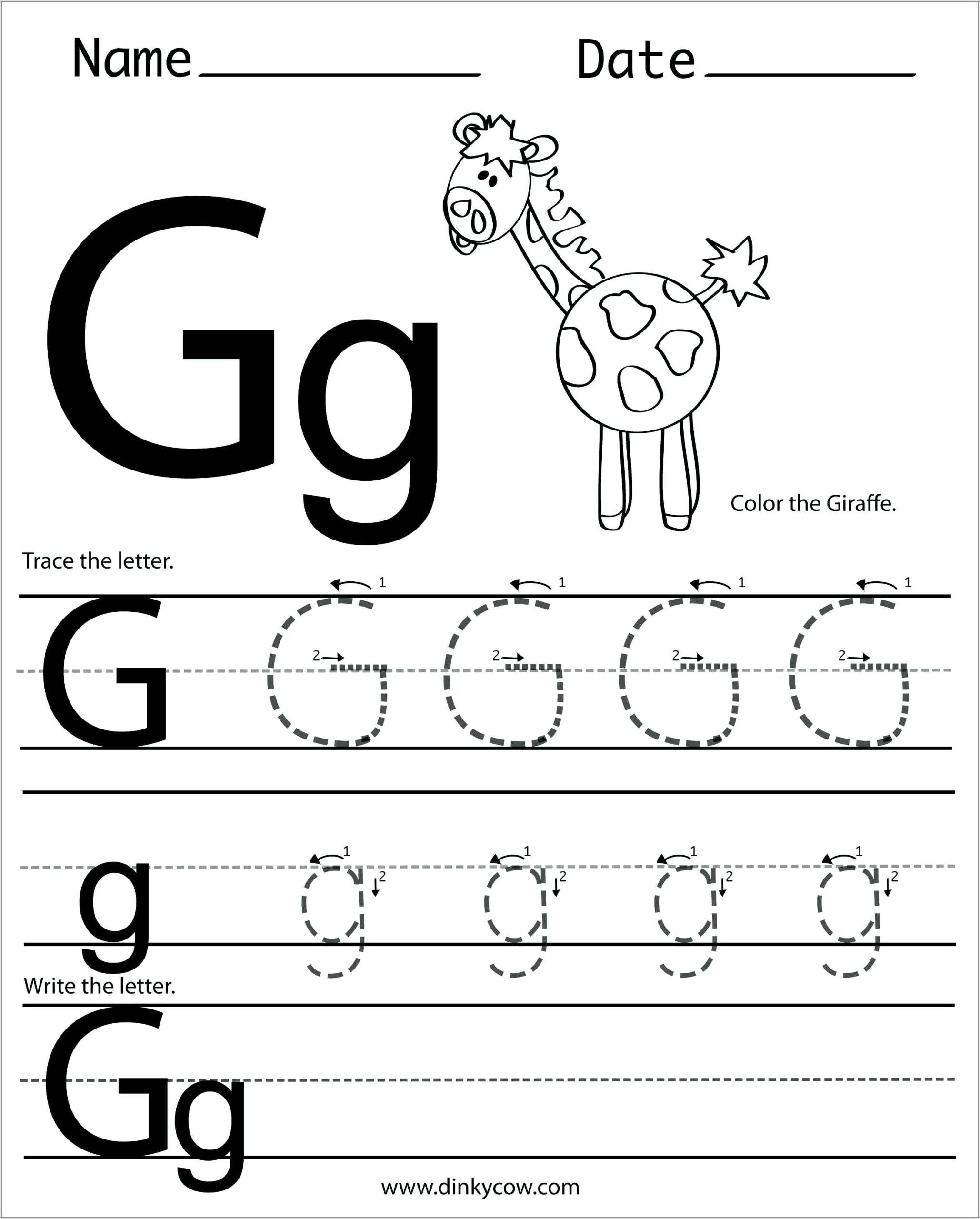 Preschool Worksheet Letter G