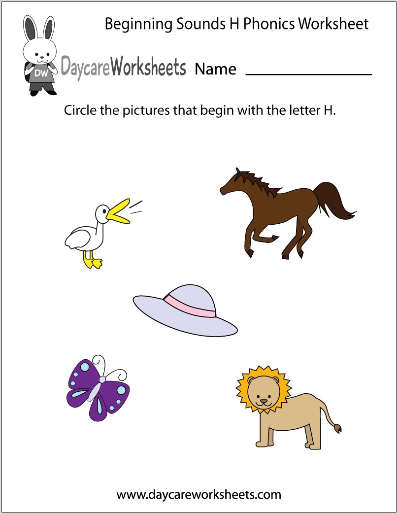 Preschool Worksheet Letter H