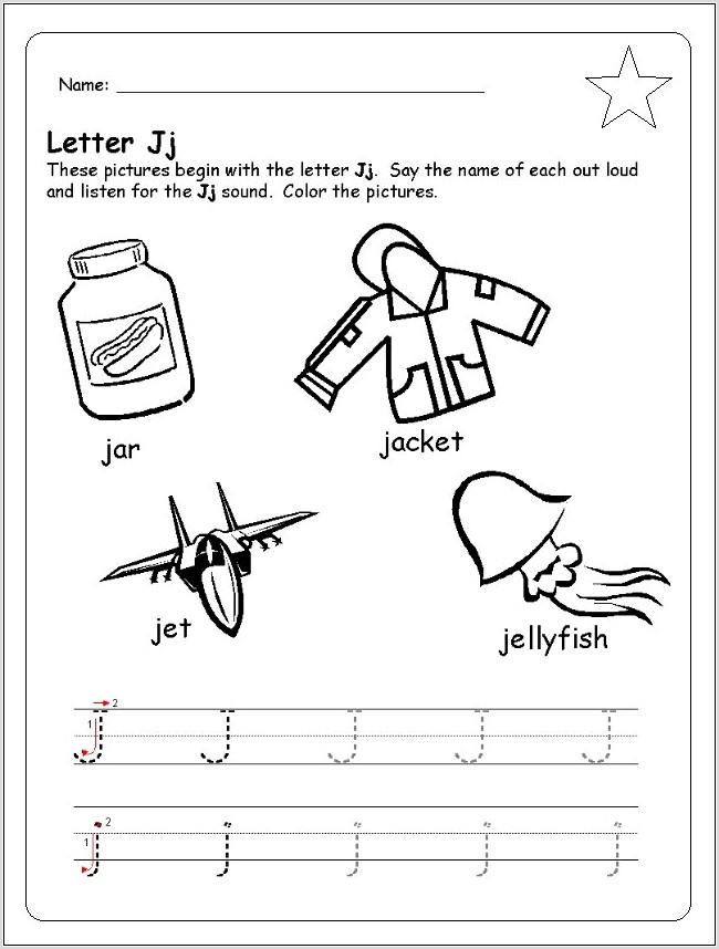 Preschool Worksheet Letter J