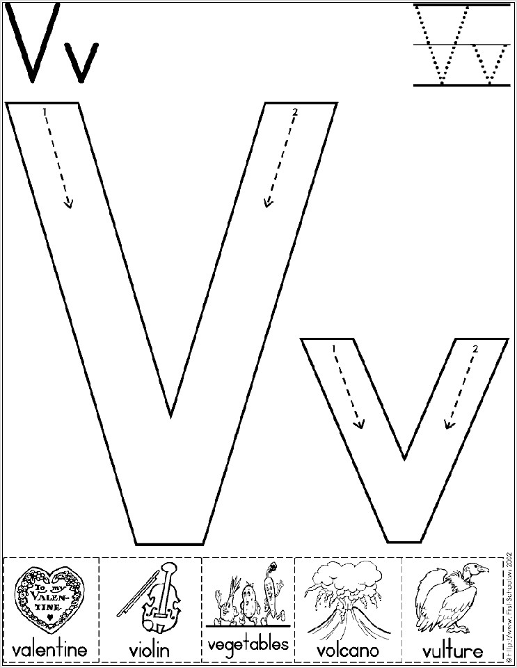 Preschool Worksheet Letter V