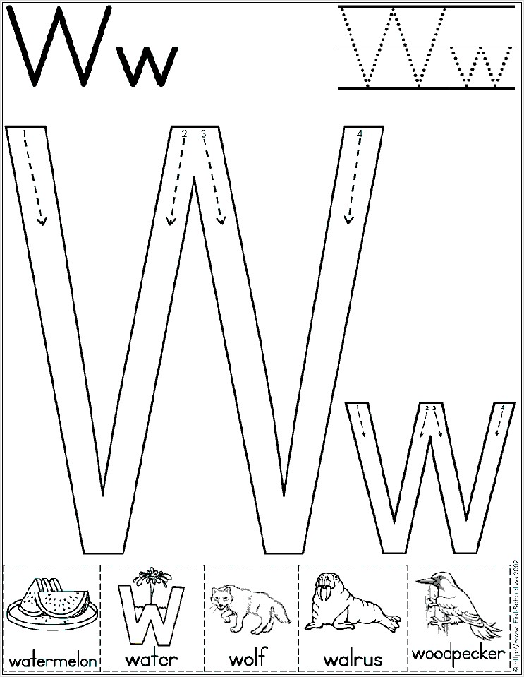 Preschool Worksheet Letter W