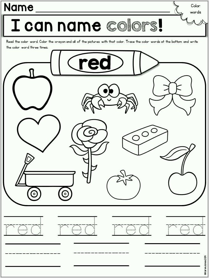 Preschool Worksheet On Colors