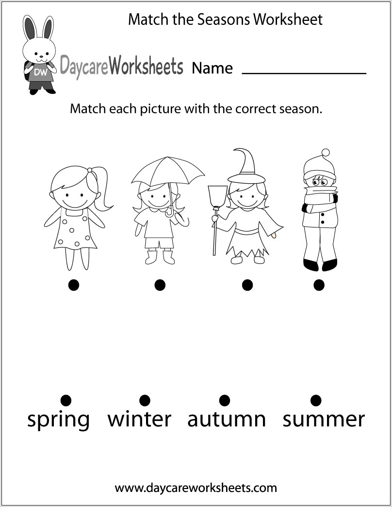 Preschool Worksheet On Seasons