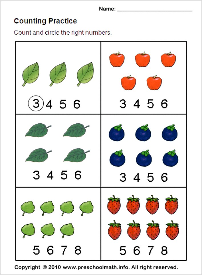 Preschool Worksheets Counting To 3
