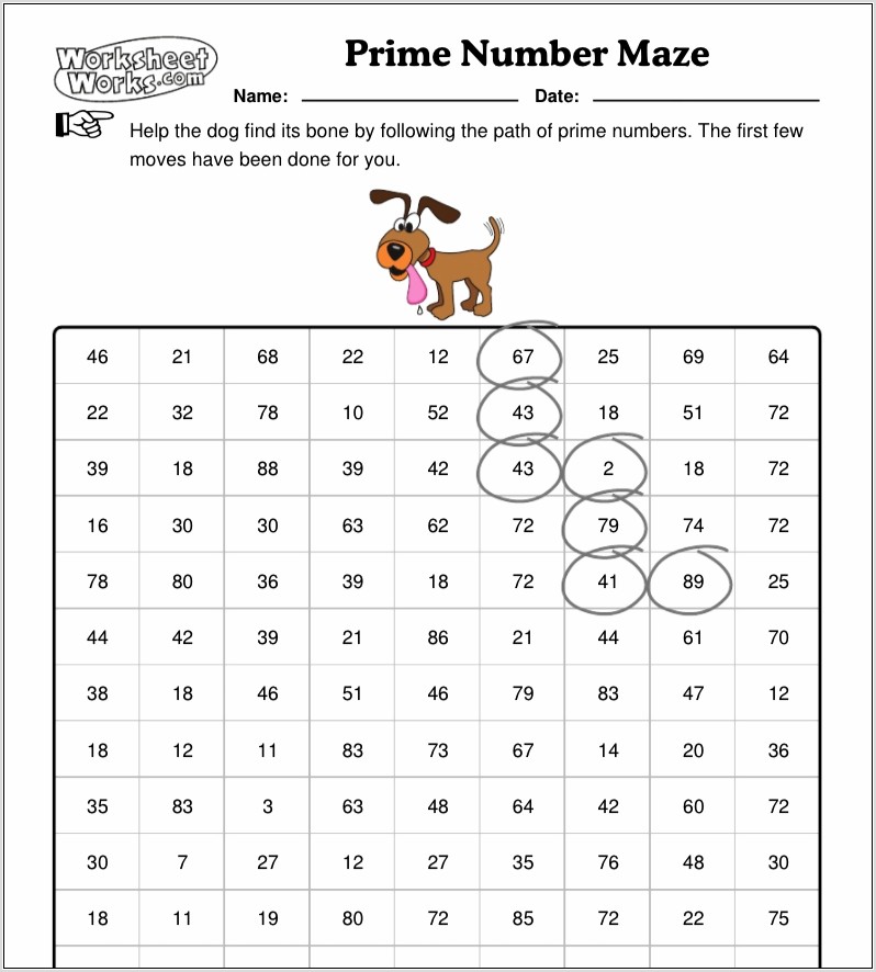 Prime Number Maze Worksheet Workscom