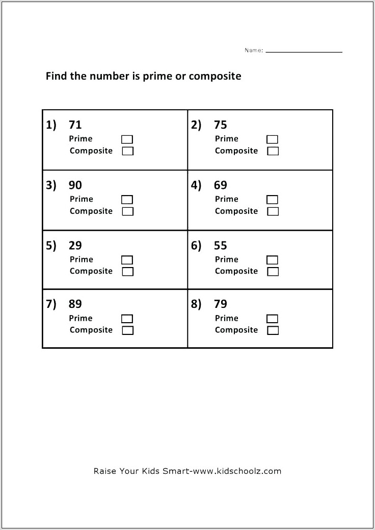 Prime Number Worksheets For Grade 6