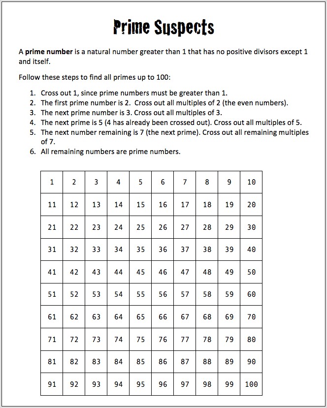 Prime Number Worksheets Tes