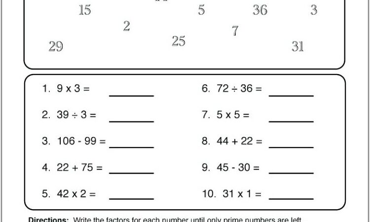 Prime Numbers Worksheet Year 4