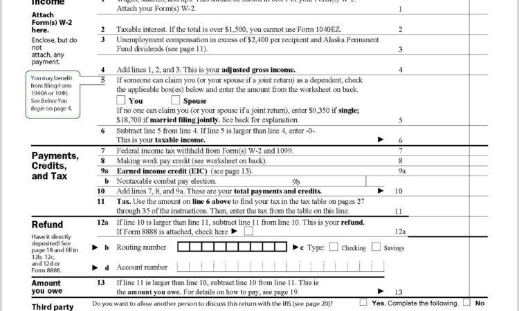 Printable 1040ez Form 2011