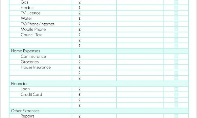 Printable Budget Worksheet Uk