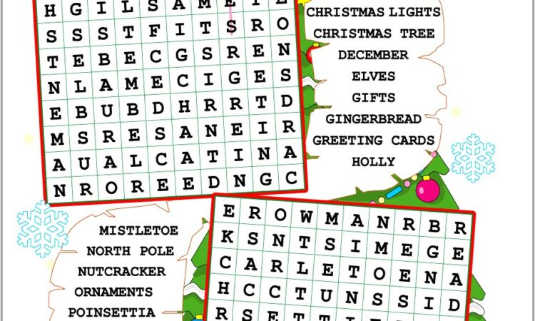 Printable Christmas Word Search Games