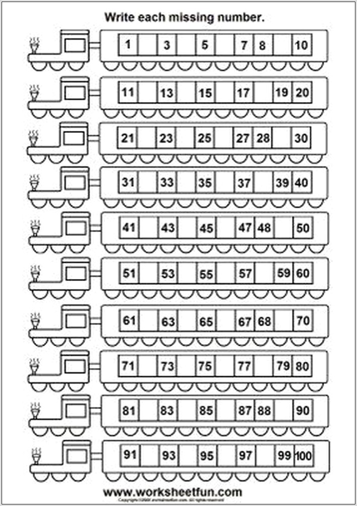 Printable Counting Worksheets To 100