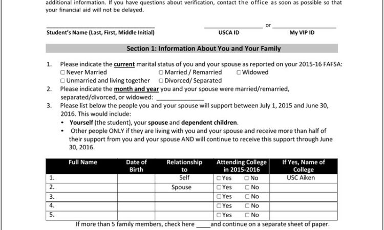 Printable Fafsa Worksheet 2015 16