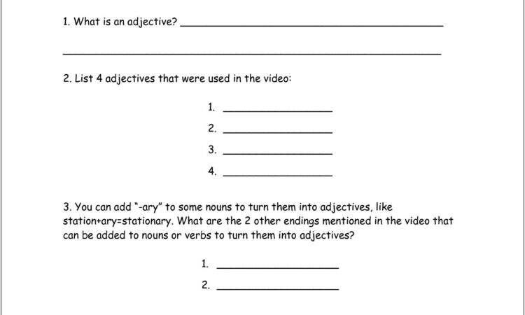 Printable Grammar Rock Worksheet