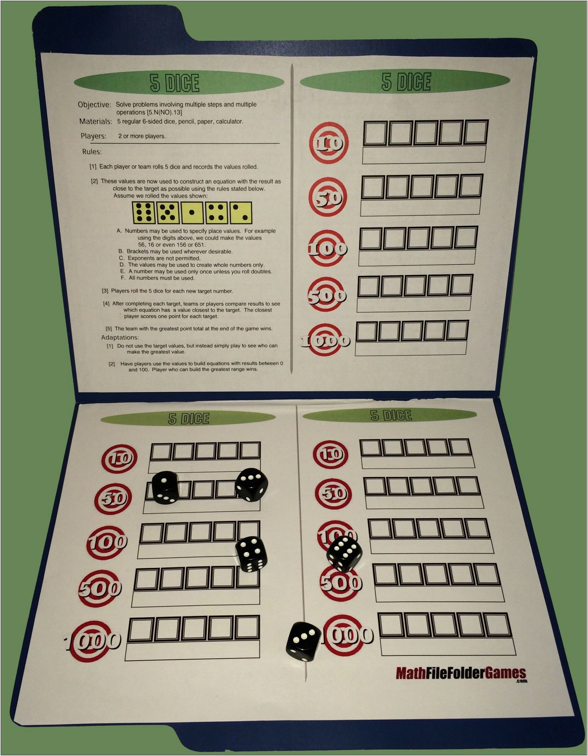 Printable Math Games Middle School