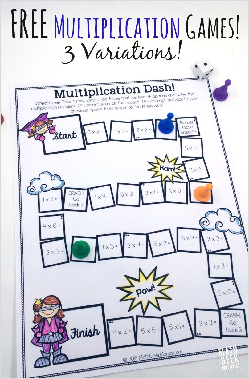 Printable Math Games Multiplication And Division