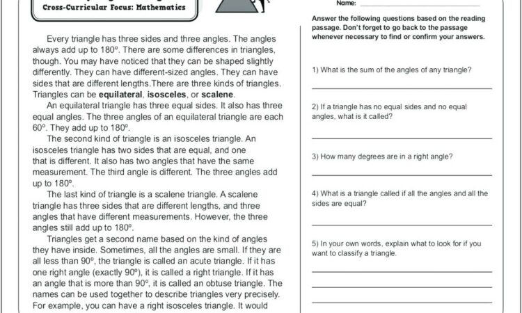 Printable Reading Comprehension Worksheets For 4th Grade