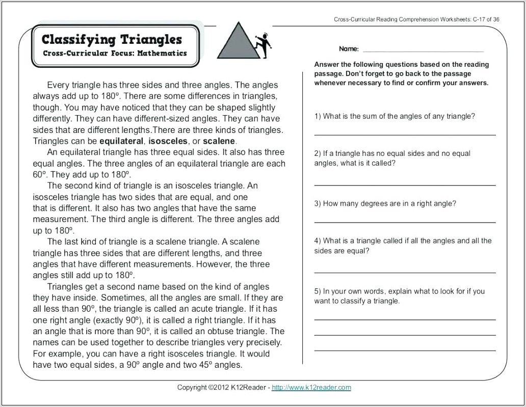 Printable Reading Comprehension Worksheets For 4th Grade