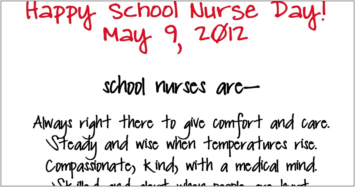 Printable School Nurse Day Cards