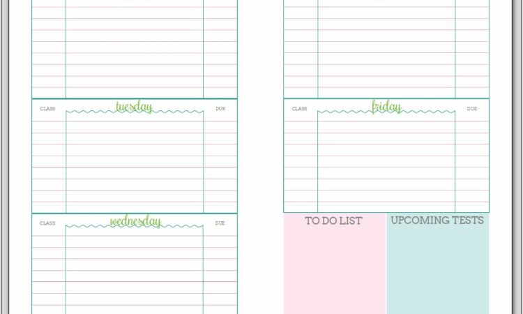 Printable School Weekly Planner