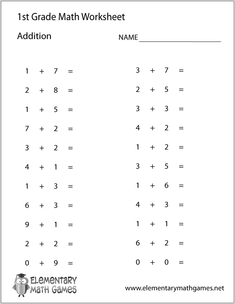 Printable Simple Addition Worksheets