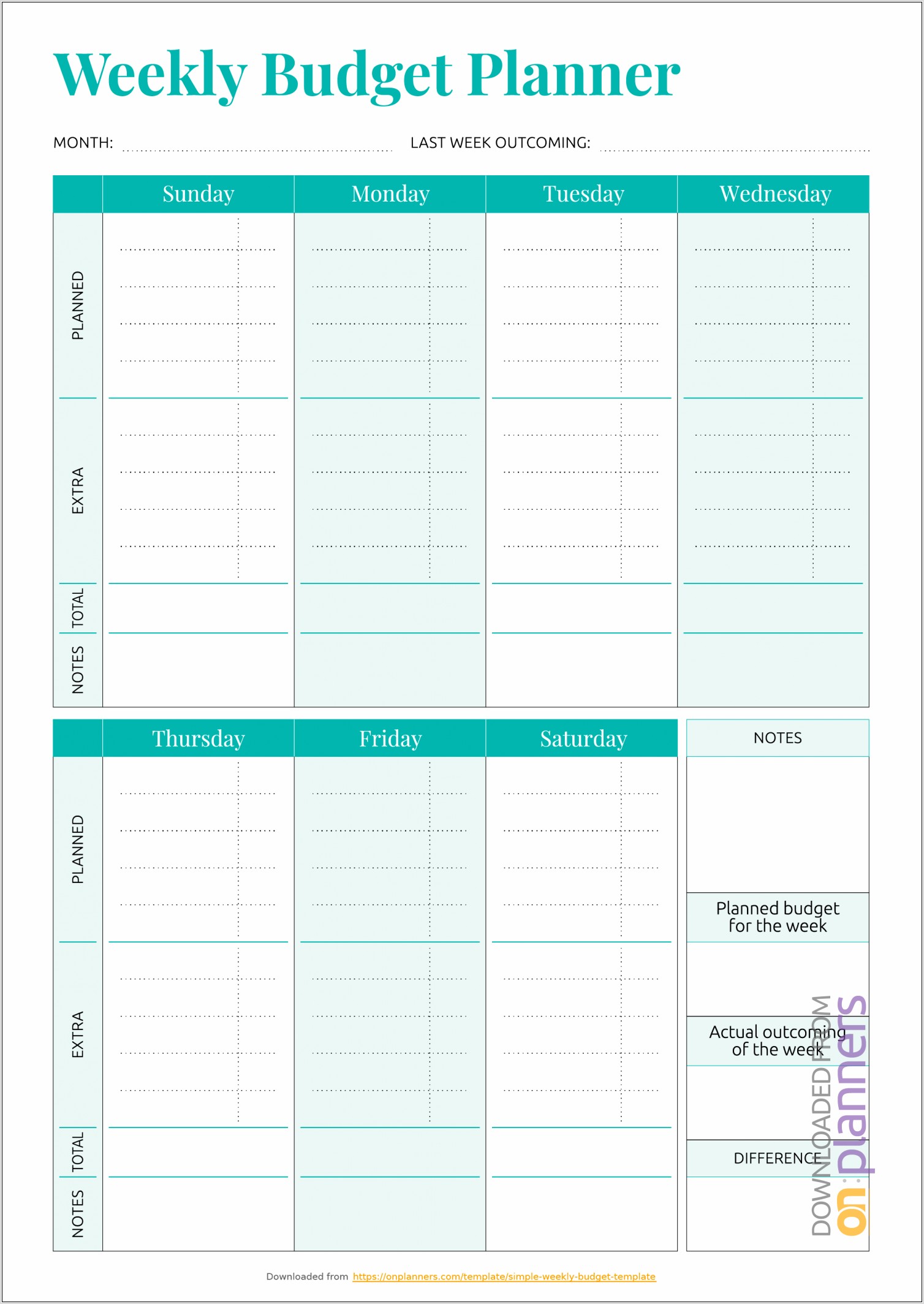Printable Simple Budget Worksheet
