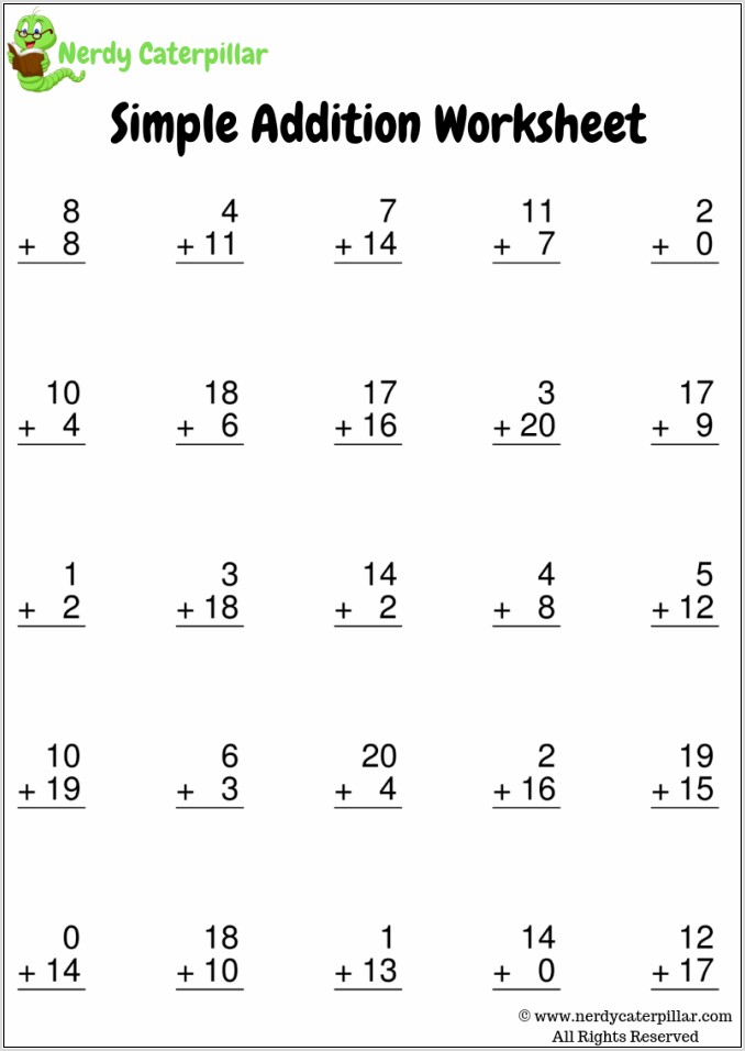 Printable Simple Math Worksheets